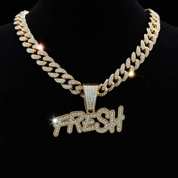 Fashionable full diamond English letter necklace jewelry
